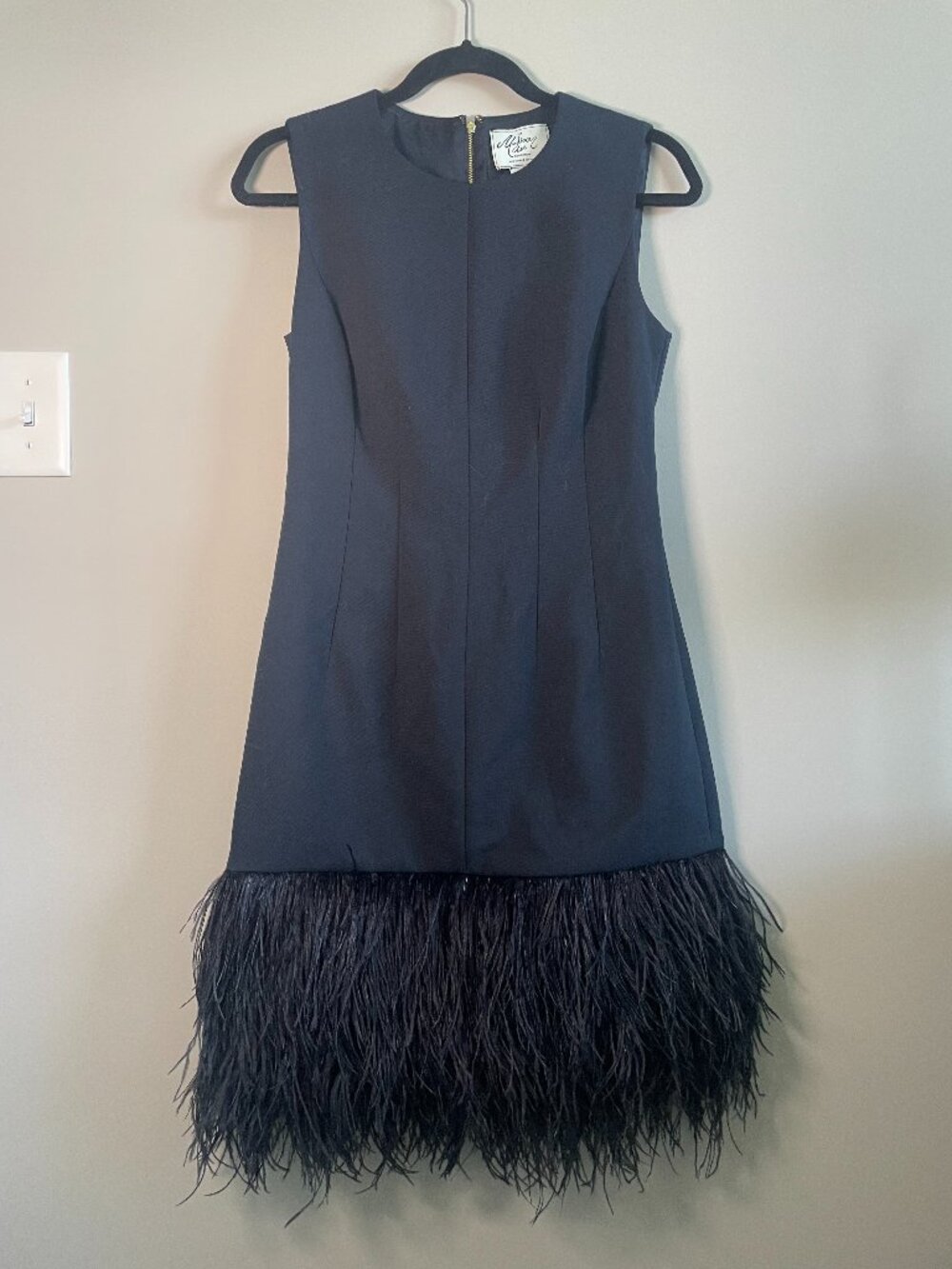 Kate Spade Madison Ave Collection Black Feather Hem Dress Size 4